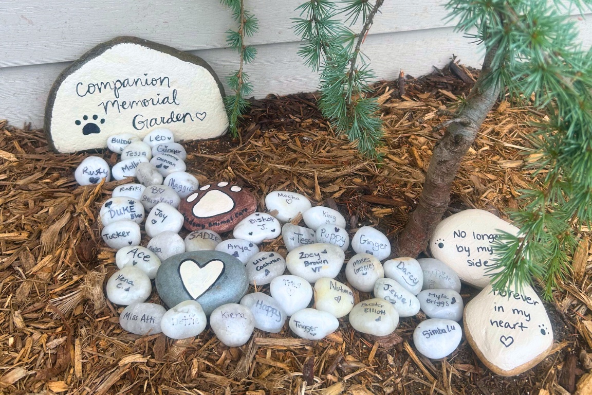 Memorial Garden for pets who have crossed the Rainbow Bridge